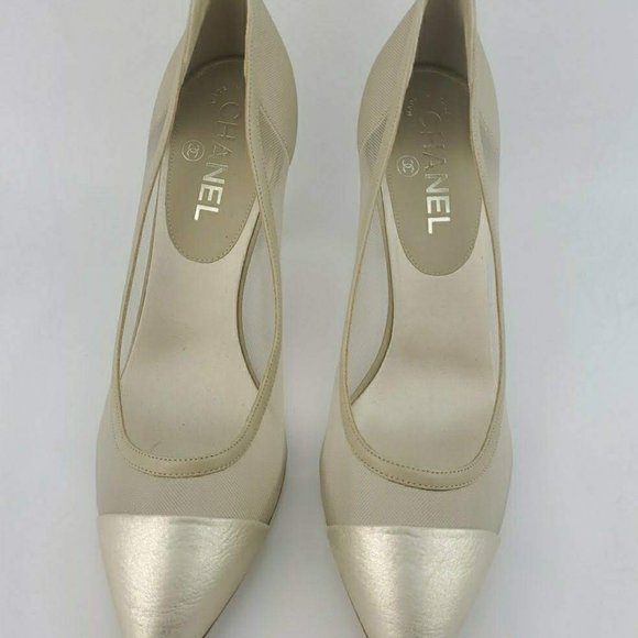 CHANEL Shoes - Chanel Metallic Mesh Leather Pump CHANEL